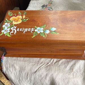Vintage handmade pine double recipe box Arvella’s Summer Shop & Art Gallery